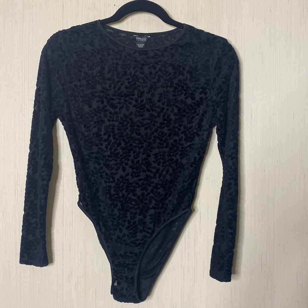 VINTAGE NY & CO Intimates Lacey Goth Steampunk Velveteen Burn-out Bodysuit